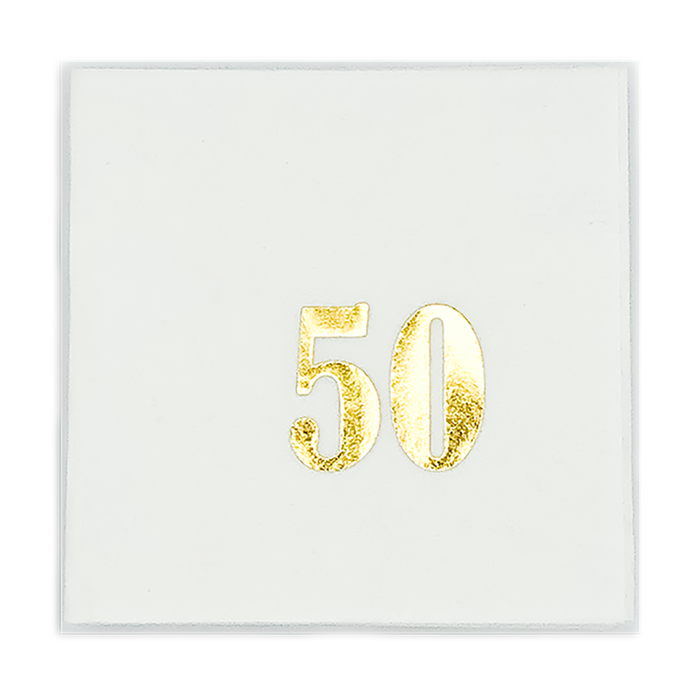 Gold Foil Number Beverage Napkins