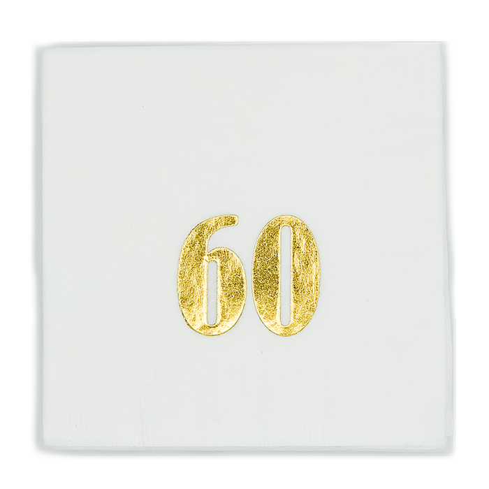 Gold Foil Number Beverage Napkins