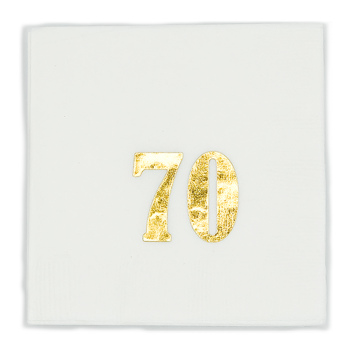 Gold Foil Number Beverage Napkins