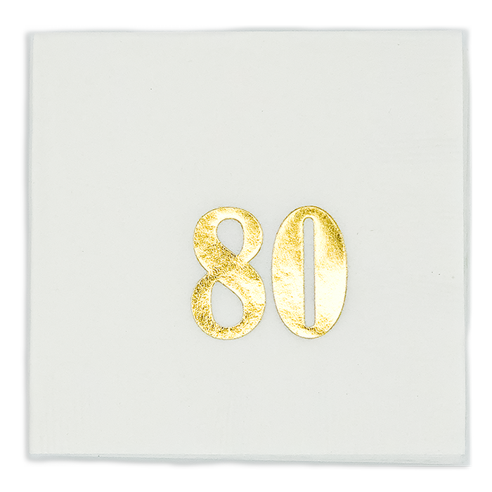 Gold Foil Number Beverage Napkins