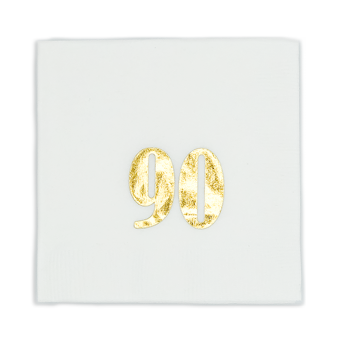 Gold Foil Number Beverage Napkins