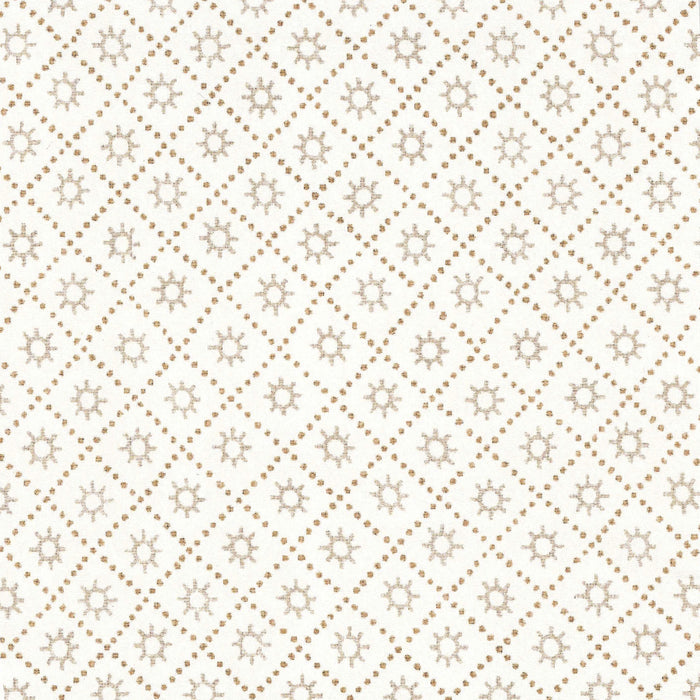 Goldie Stone wallpaper with soft beige geometric dot and star pattern on a textured warm off-white background.