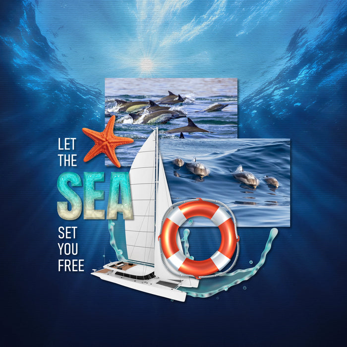 Highlight your vacation memories with these underwater digital papers by Lucky Girl Creative. Great for digital scrapbooking holidays to the beach, Great Barrier Reef, Hawaii, the Caribbean Sea, Florida, and other scuba dive, snorkel, and swim adventures. They can even be used for trips to the aquarium, too!
