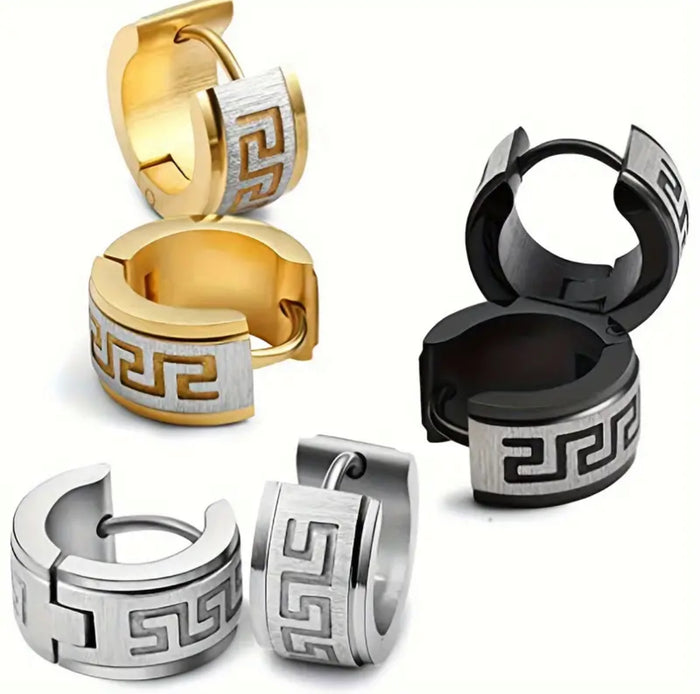 Greek - Roman Design Hoop Earrings