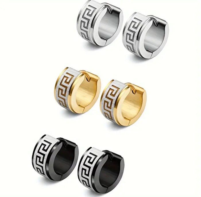 Greek - Roman Design Hoop Earrings