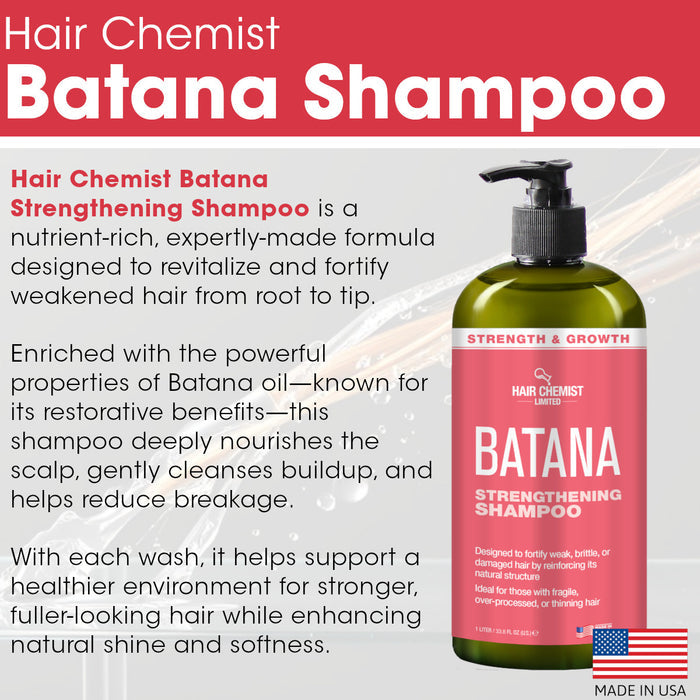 Hair Chemist Batana Strengthening Shampoo Conditioner, Hair Oil Set. (3-PC SET)