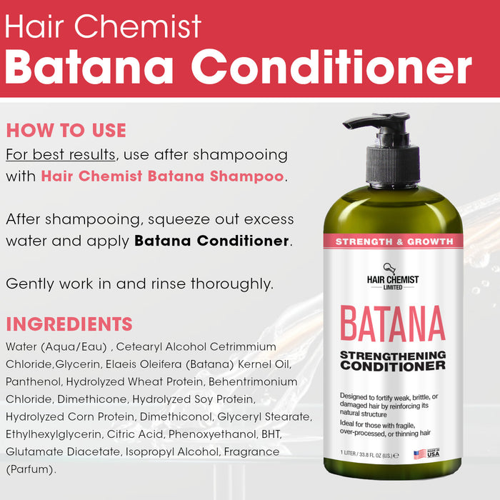 Hair Chemist Batana Strengthening Shampoo Conditioner, Hair Oil Set. (3-PC SET)