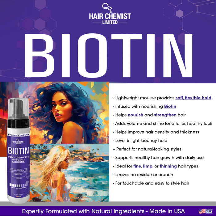 Hair Chemist Volume & Growth Biotin Pro-Growth Styling Mousse 8 oz.