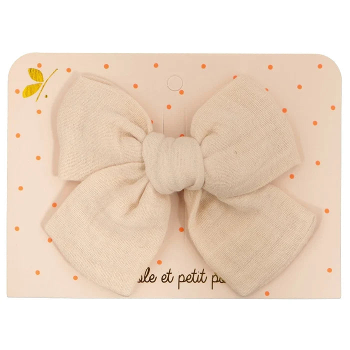 Luciole et Petit Pois - Hair Clip - Princess Large Bow - Sand Double Gauze
