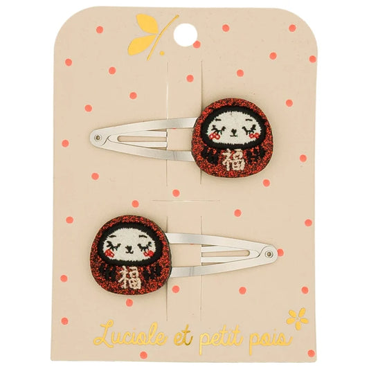 Hair Clips - Yuka the Daruma  - Set Of 2