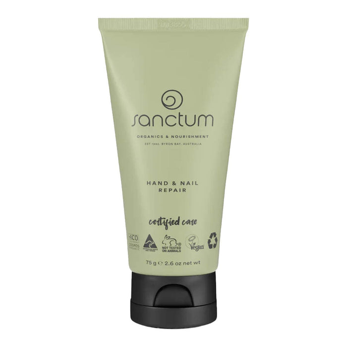 Sanctum Hand & Nail Repair cream tube on a white background.