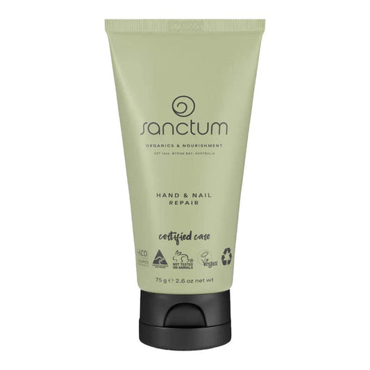 Sanctum Hand & Nail Repair cream tube on a white background.