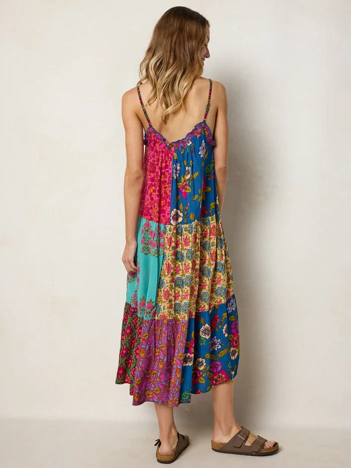 Harley Embroidered Midi Dress - Wildflower Medallion Teal-view 8