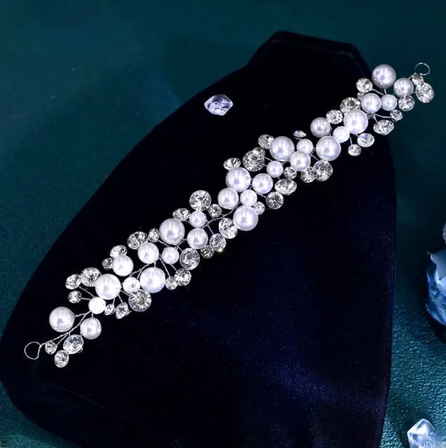 Wedding Hair Accessories - Pearl and Crystal Bridal Short Hair Vine