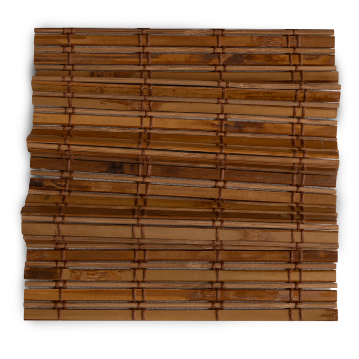 Hazelnut woven wood sample in a rich brown natural texture, made to order in the USA with short lead times