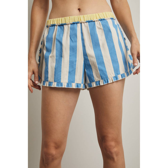 HIDDEN CONTRAST STRIPED SHORTS / WL25-12012: NAVY/CREAM