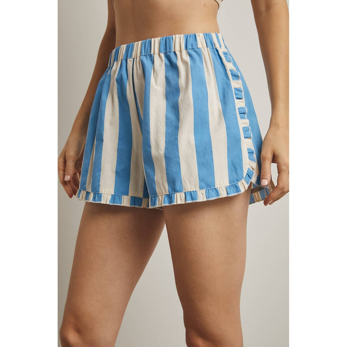 HIDDEN CONTRAST STRIPED SHORTS / WL25-12012: NAVY/CREAM