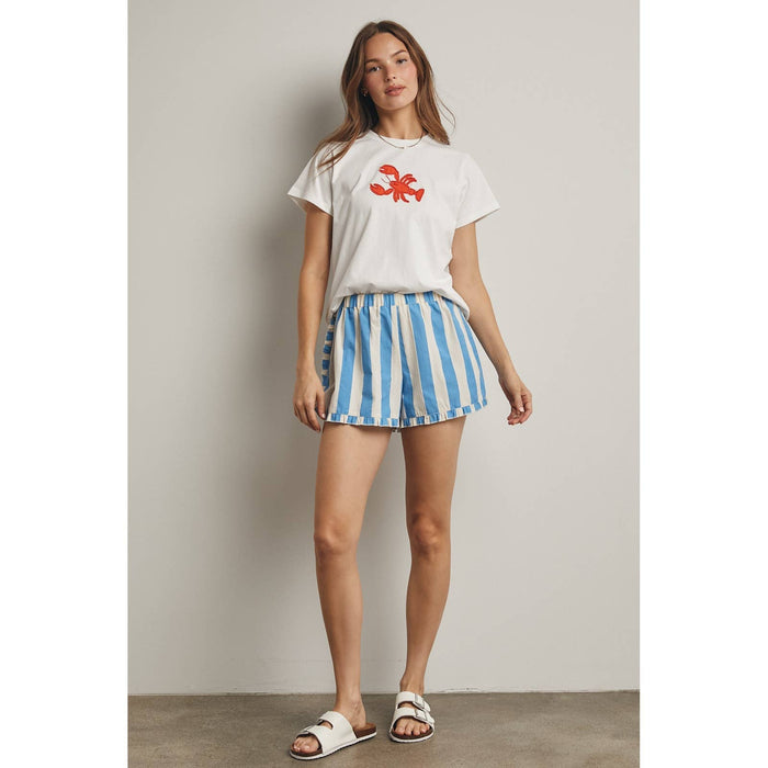 HIDDEN CONTRAST STRIPED SHORTS / WL25-12012: NAVY/CREAM