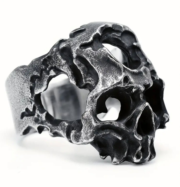 Hollow Black Stainless Skull Ring