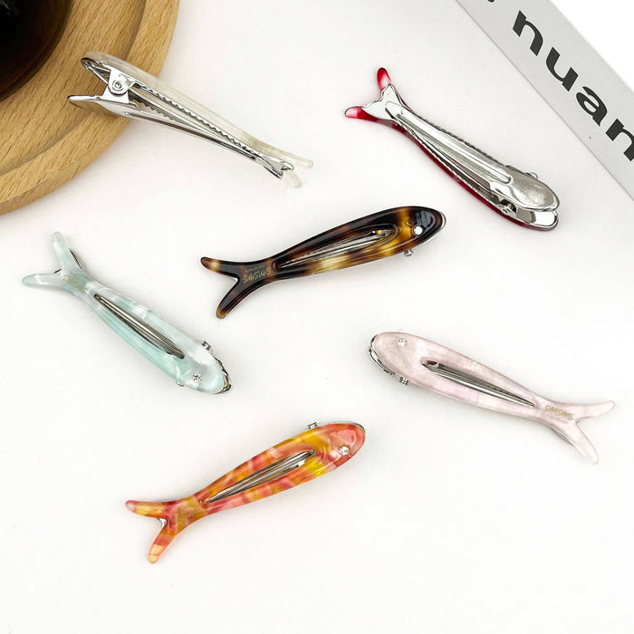 Hollow Fishbone Acetate Hair Clip, Fish Design Duckbill Clip: C