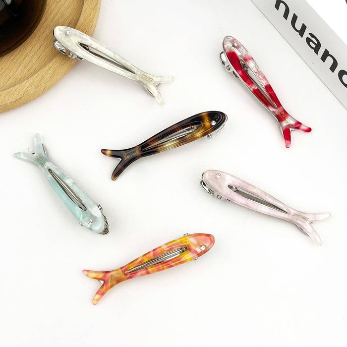 Hollow Fishbone Acetate Hair Clip, Fish Design Duckbill Clip: C