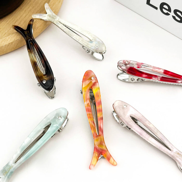 Hollow Fishbone Acetate Hair Clip, Fish Design Duckbill Clip: C