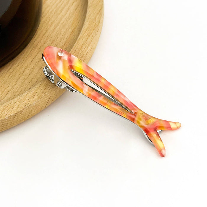 Hollow Fishbone Acetate Hair Clip, Fish Design Duckbill Clip: C