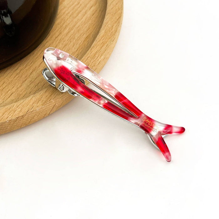 Hollow Fishbone Acetate Hair Clip, Fish Design Duckbill Clip: C