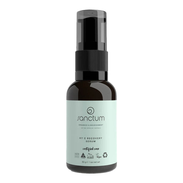 Sanctum serum bottle on a white background.
