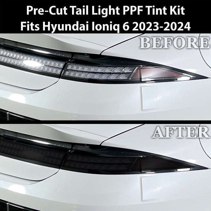 Full Headlight Taillight Precut Smoked PPF Tint Kit Film Overlay Fits Hyundai Ioniq 6 2023 - 2025 - Bogar Tech Designs