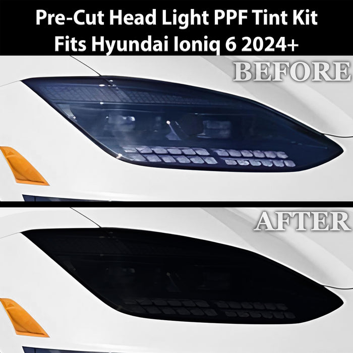 Full Headlight Taillight Precut Smoked PPF Tint Kit Film Overlay Fits Hyundai Ioniq 6 2023 - 2025 - Bogar Tech Designs