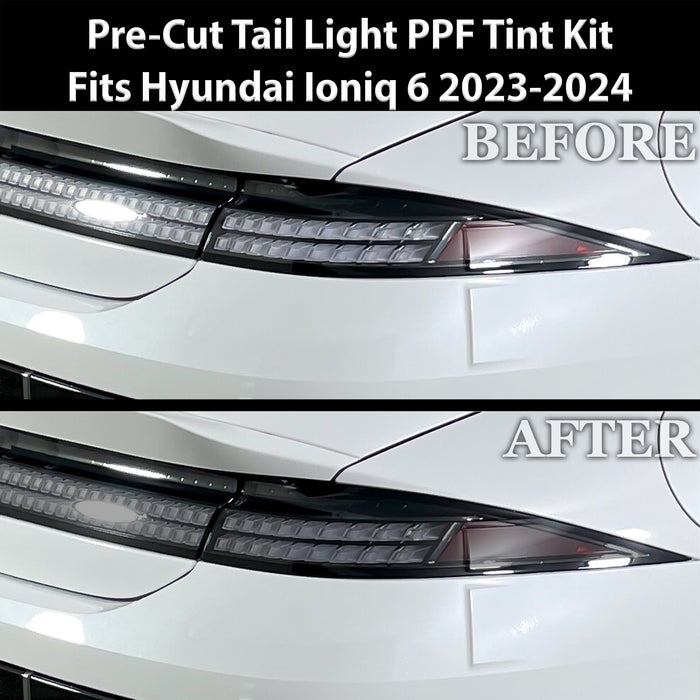 Full Headlight Taillight Precut Smoked PPF Tint Kit Film Overlay Fits Hyundai Ioniq 6 2023 - 2025 - Bogar Tech Designs