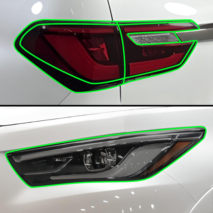 Full Headlight Taillight Precut Smoked PPF Tint Kit Film Overlay Fits Infiniti QX80 2018 - 2024 - Bogar Tech Designs