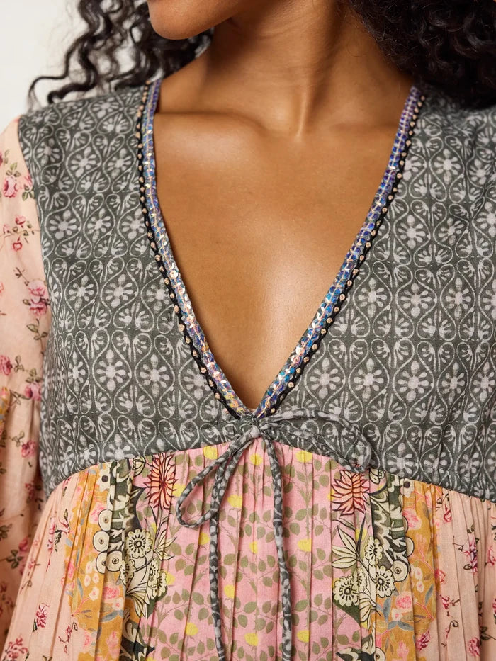 Isabella Mini Dress - Pink Ditsy Frames-view 2