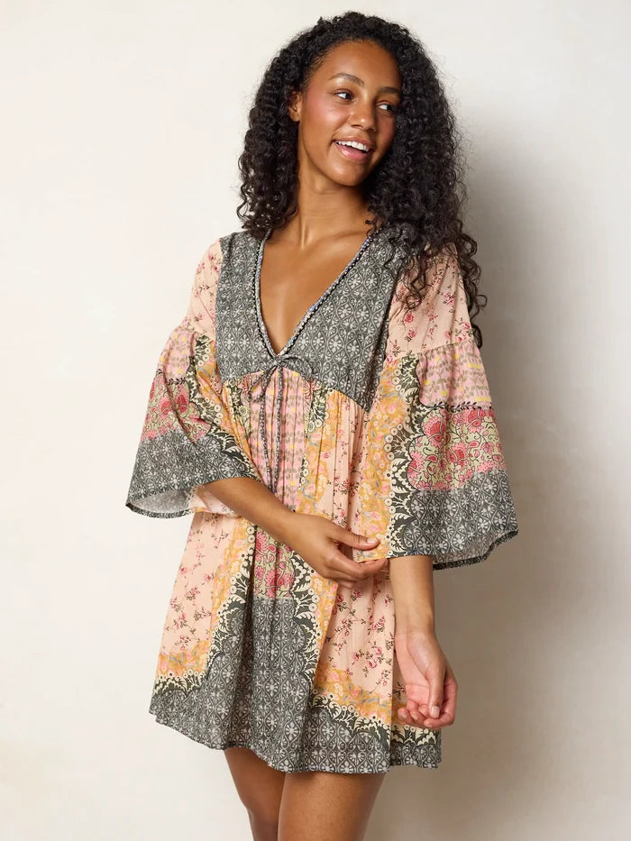 Isabella Mini Dress - Pink Ditsy Frames-view 5