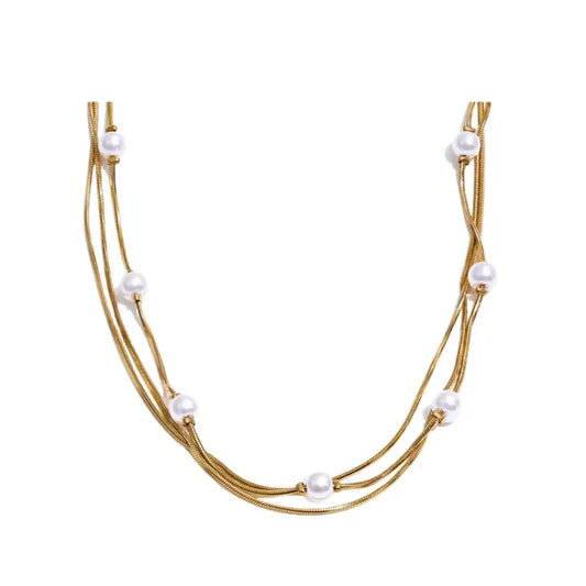 Ivy Pearl Three Layer Necklace : Hypoallergenic and Water Resistant