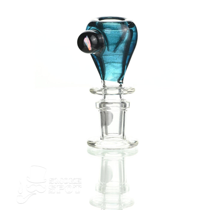 Close-up of Joe Madigan dry herb slide 14 mm with dicro blue glass finish