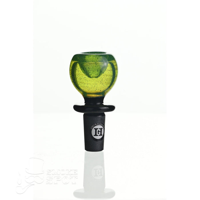 Joe Madigan tropical green round glass bowl with black fitting 14 mm - Smoke Spot Smoke Shop