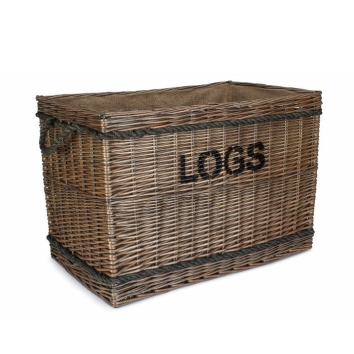 Jumbo Rope Handle Wicker Log Basket