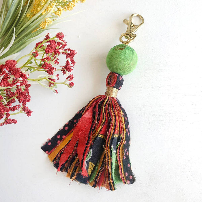 Kantha Tassel Bag Clip