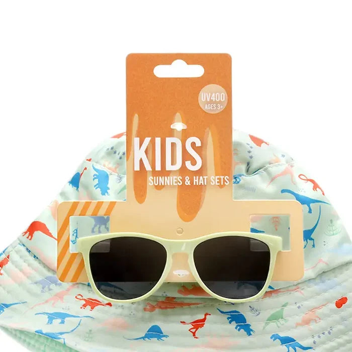 Kids Sunglasses with Bucket Hat Combination Set Dino Cute