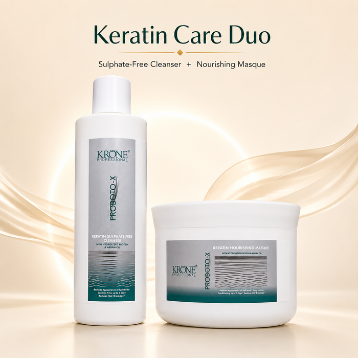 Krone Professional Proboto-X Keratin Cleanser 250ml And Nourishing masque 200ml Combo (Sulphate-Free)