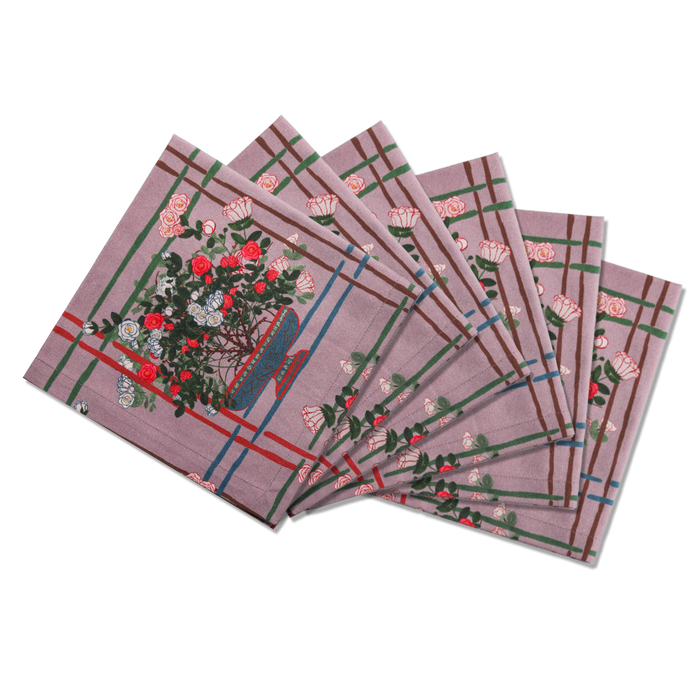 Full view of the La Vie en Rose Organic Cotton Offcut Napkins — Set of 6