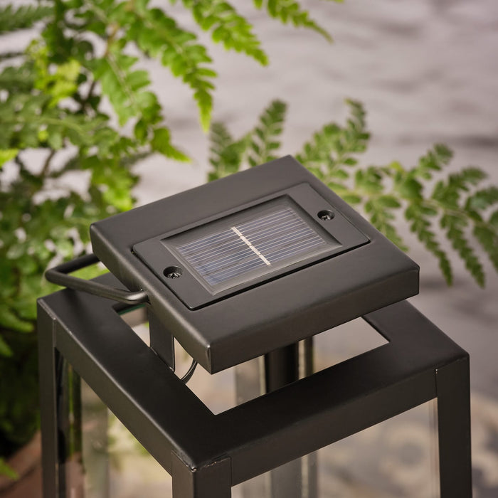 Large Porto Solar Metal Lantern with TruGlow® Candle