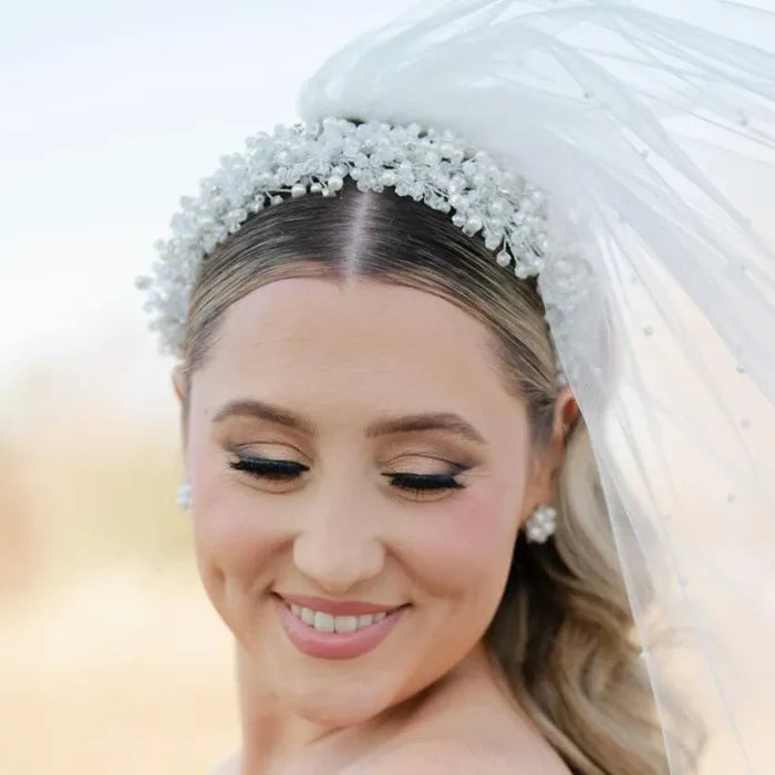 Wedding Hair Accessories - Silver Pearl and Crystal Bridal Headband