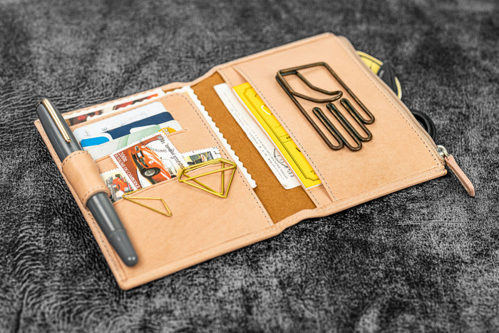 Leather Wallet Insert for Traveler's Notebook - Passport Size - Undyed Leather