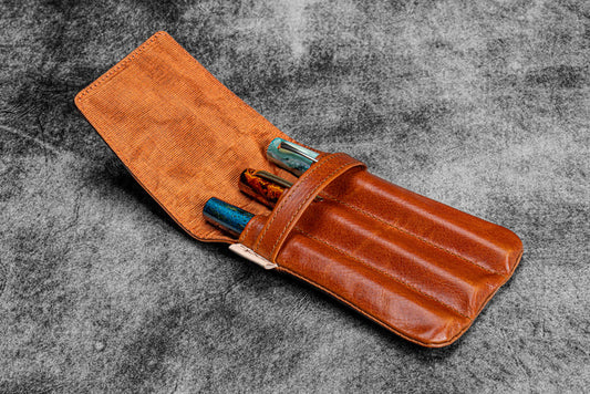Legacy Collection Galen X Nock Co Leather Lookout Pen Case - Deep Cognac