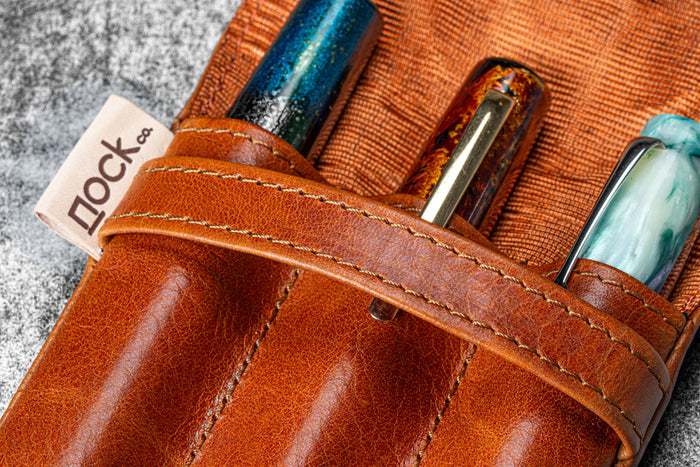 Legacy Collection Galen X Nock Co Leather Lookout Pen Case - Deep Cognac