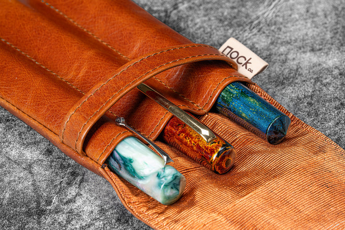 Legacy Collection Galen X Nock Co Leather Lookout Pen Case - Deep Cognac