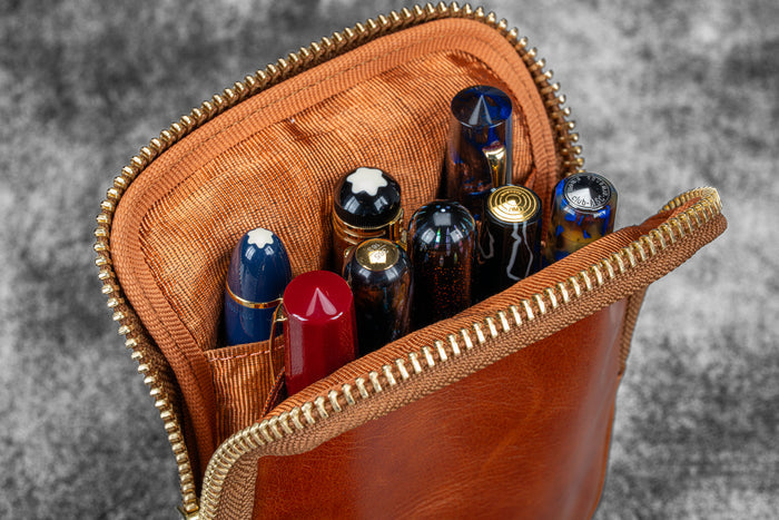 Legacy Collection Galen X Nock Co Leather Sinclair Pen Case - Deep Cognac